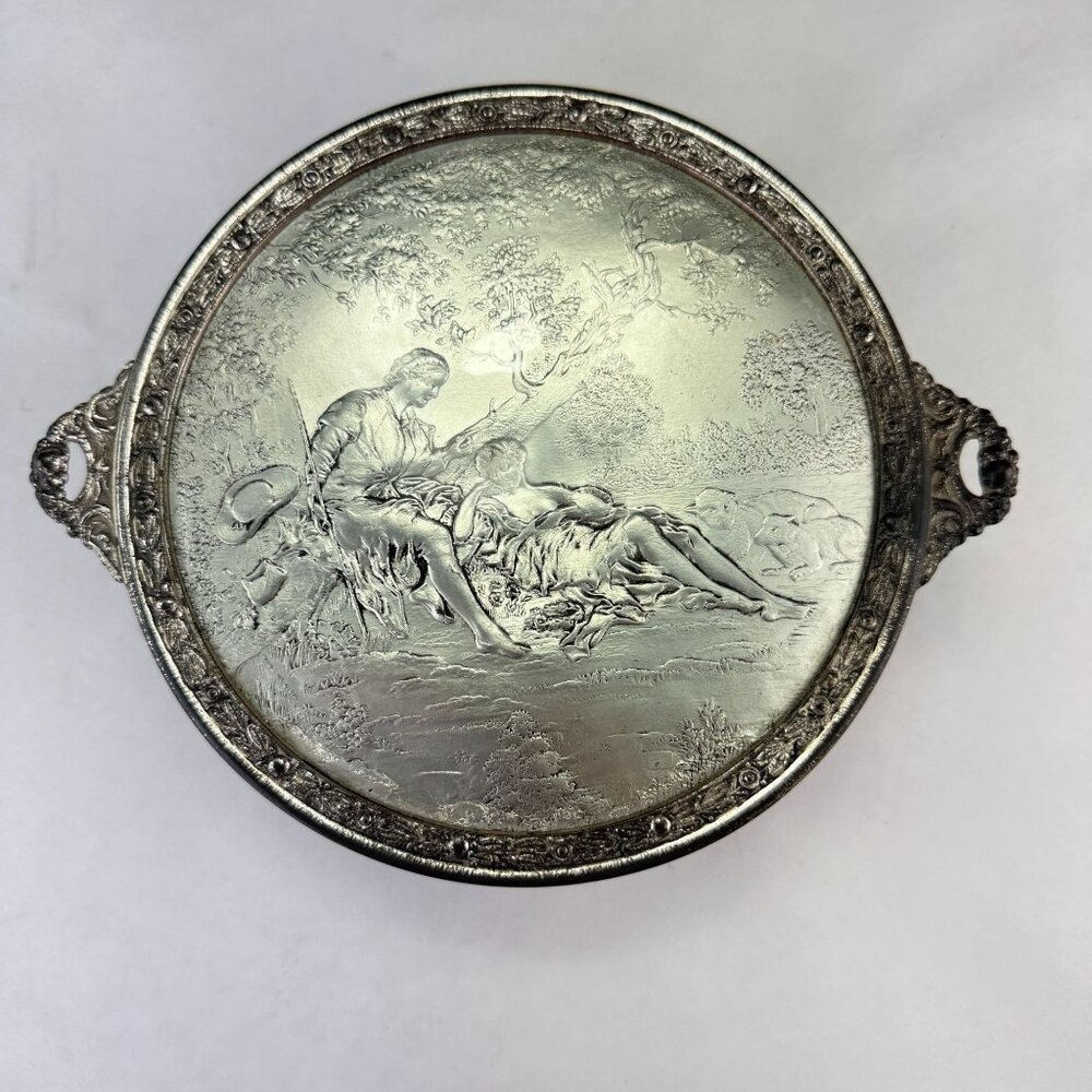 Vintage PNCW Silverplate Covered Divided Glass Relish Tray